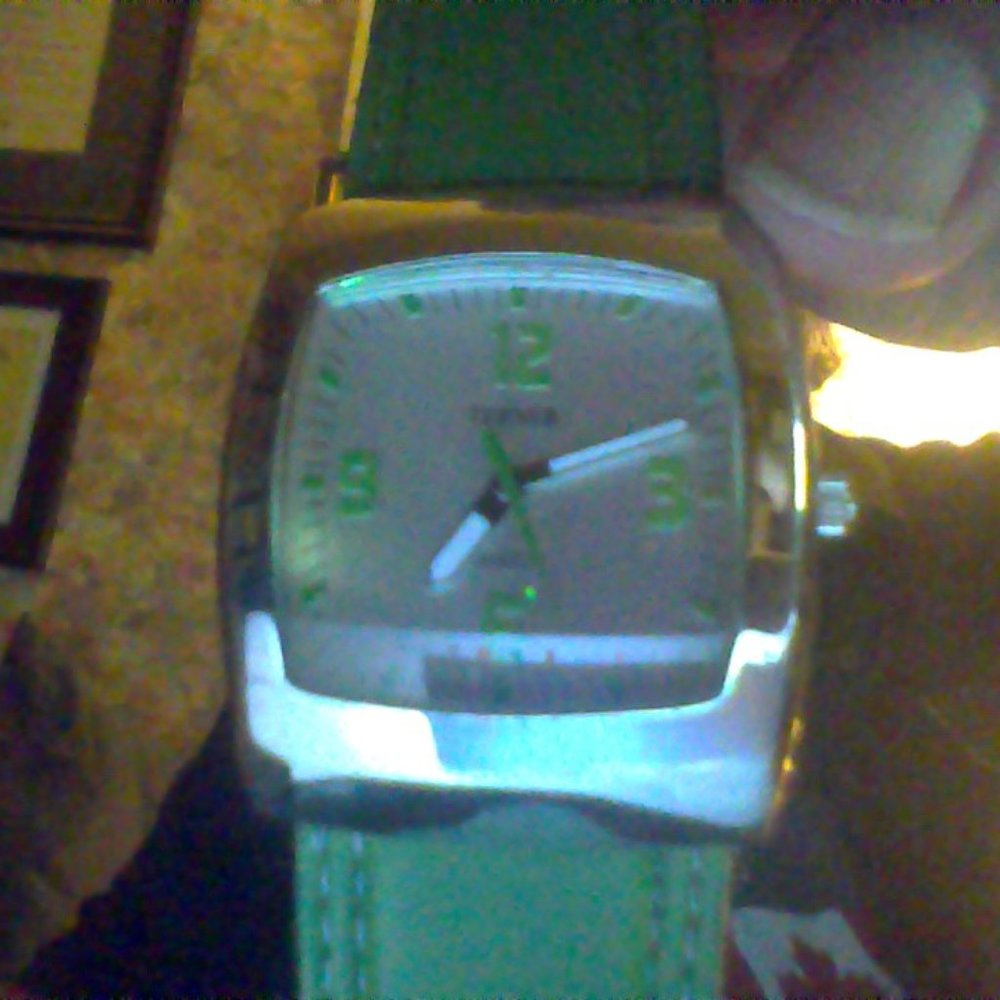 unisex watch silver tone and green